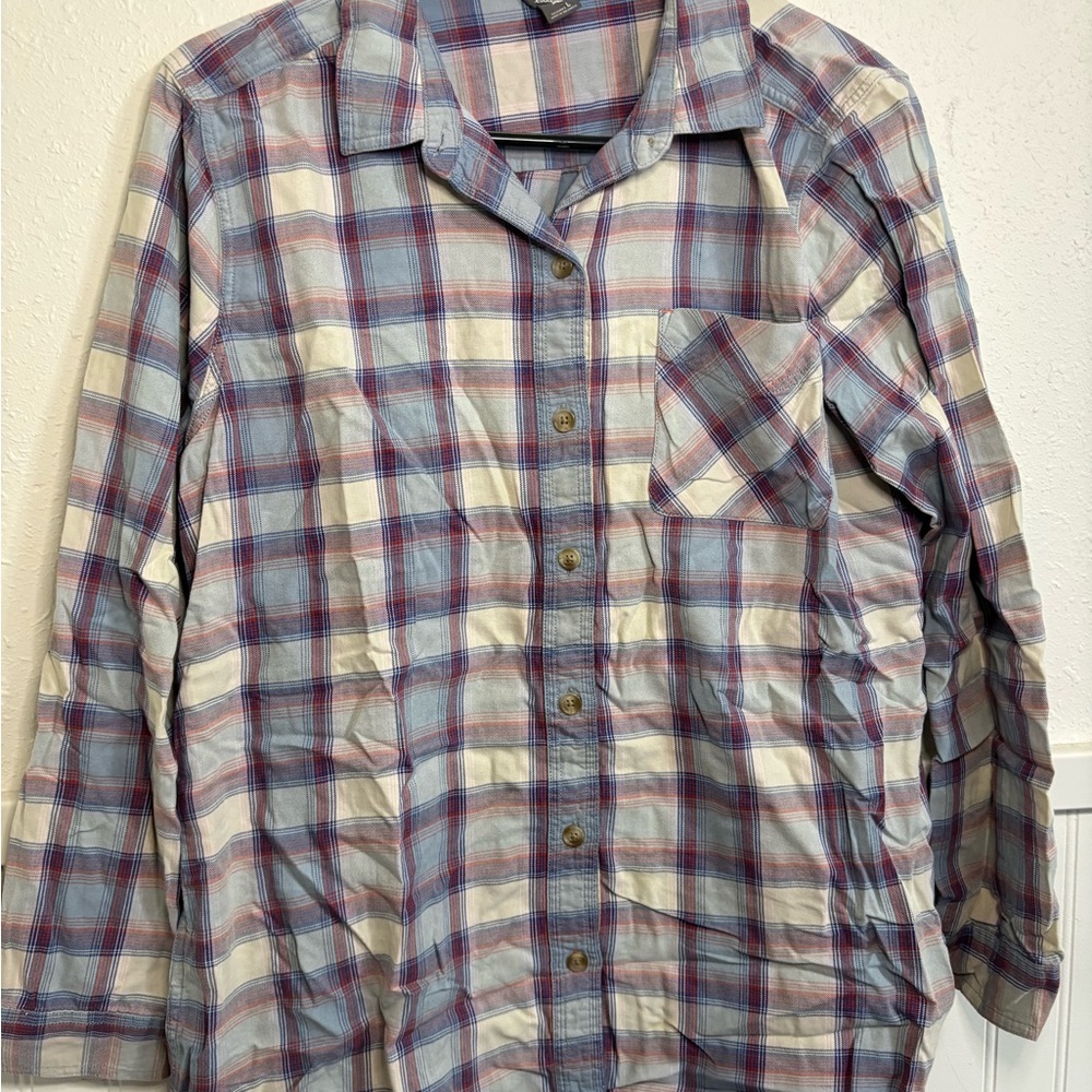 Eddie Bauer Blue and Red Plaid Casual Shirt